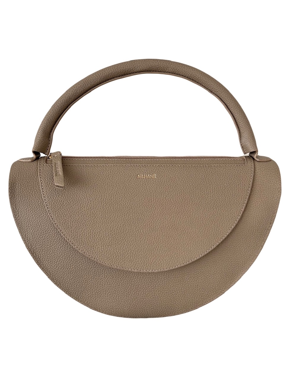 Sac à main rond moyen en cuir véritable